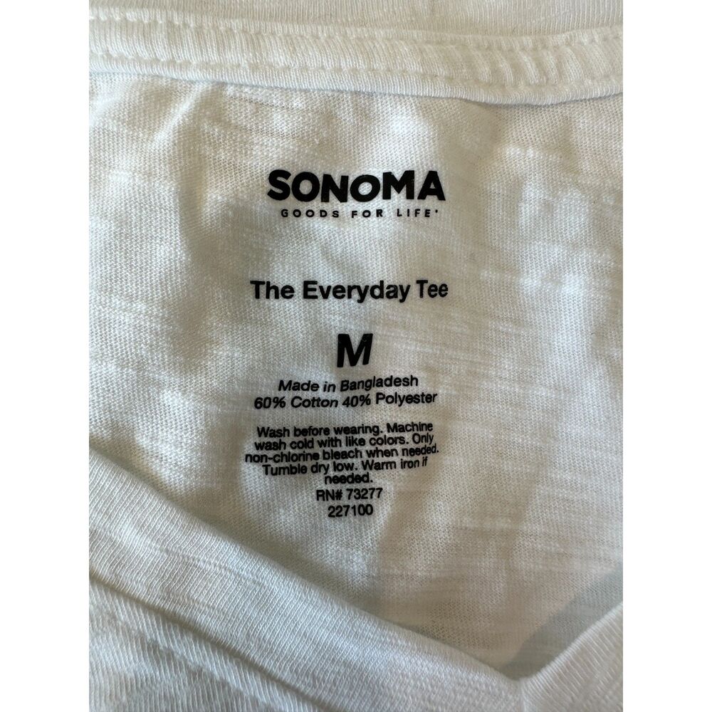 NWOT Sonoma The Everyday Tee Short Sleeve V-Neck T-Shirt White Size Medium - Picture 4 of 4
